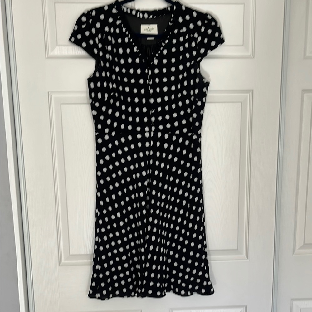 Kate Spade Black Midi Dress with Flutter Sleeves and V-Neck
